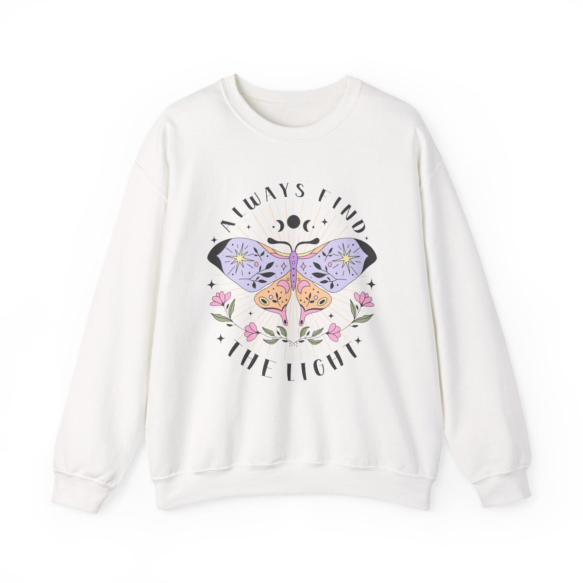 Always Find The Light | Moth Buttefly | Summer | Crewneck