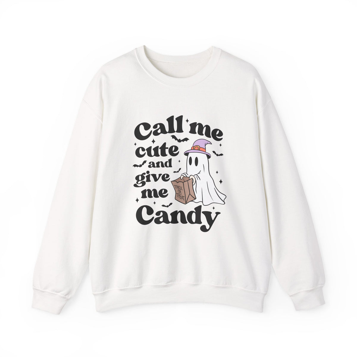 Call Me Cute And Give Me Candy | Ghost | Halloween | Crewneck