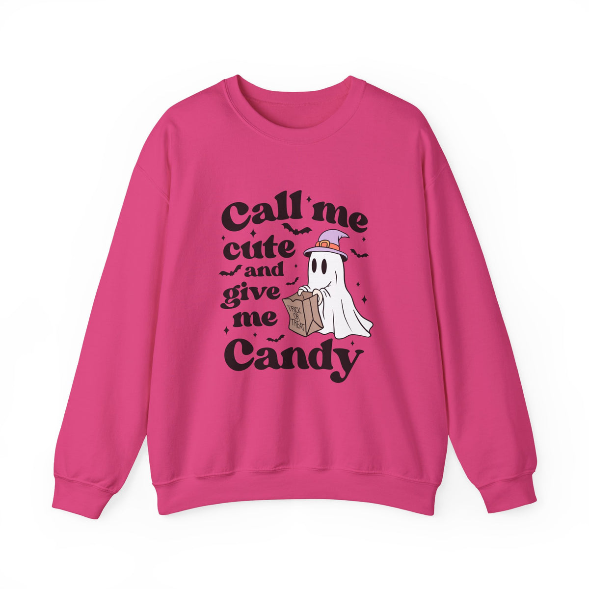 Call Me Cute And Give Me Candy | Ghost | Halloween | Crewneck
