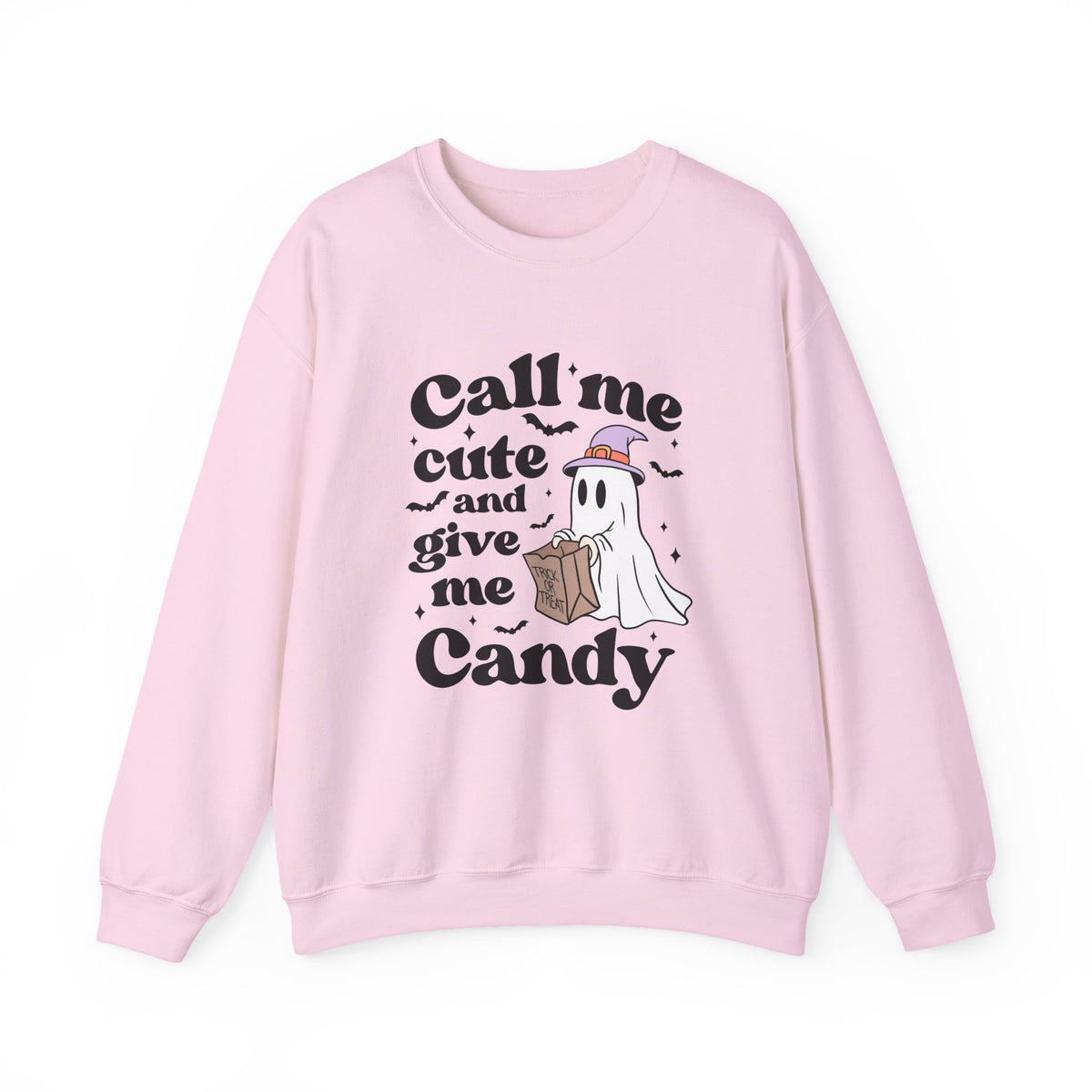 Call Me Cute And Give Me Candy | Ghost | Halloween | Crewneck
