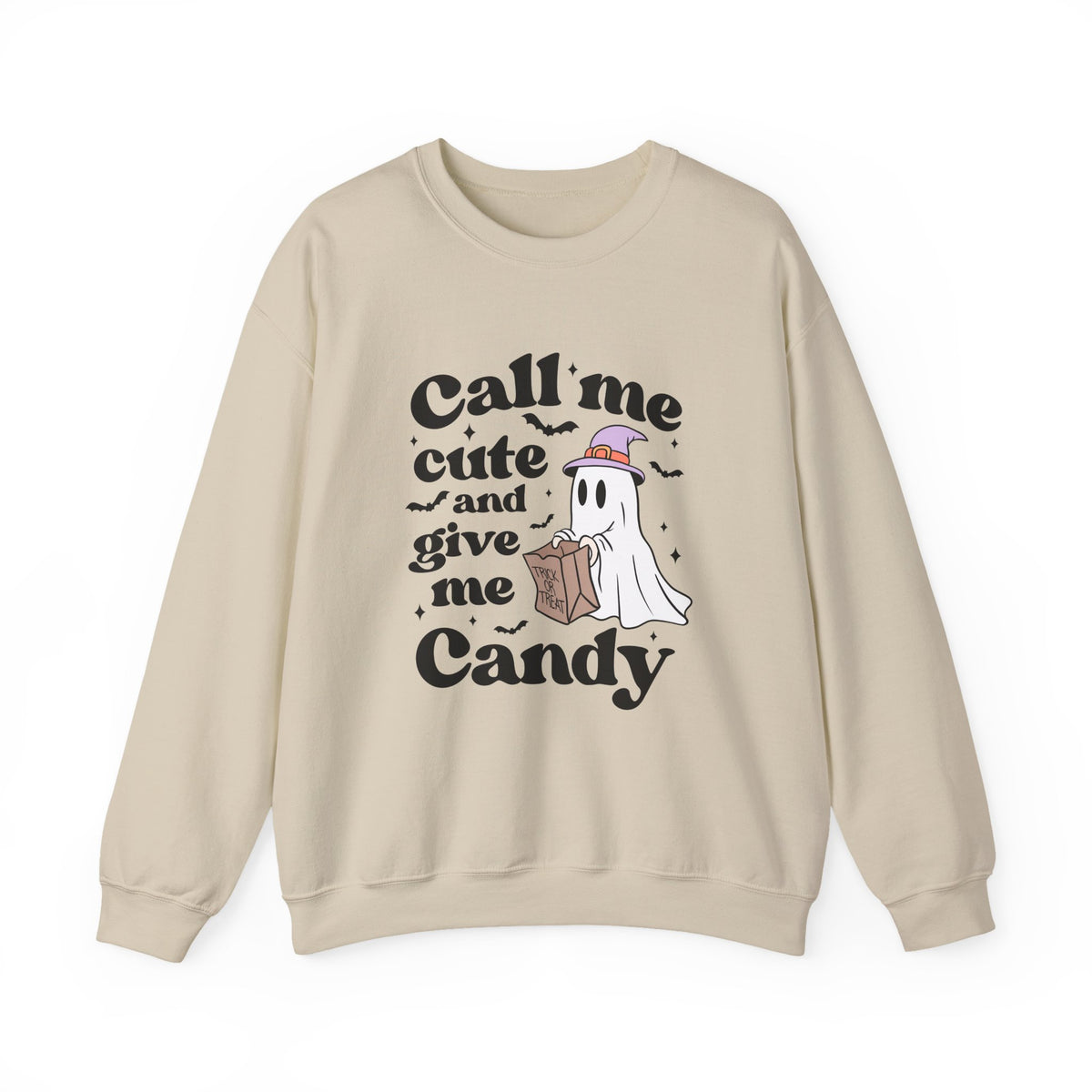 Call Me Cute And Give Me Candy | Ghost | Halloween | Crewneck